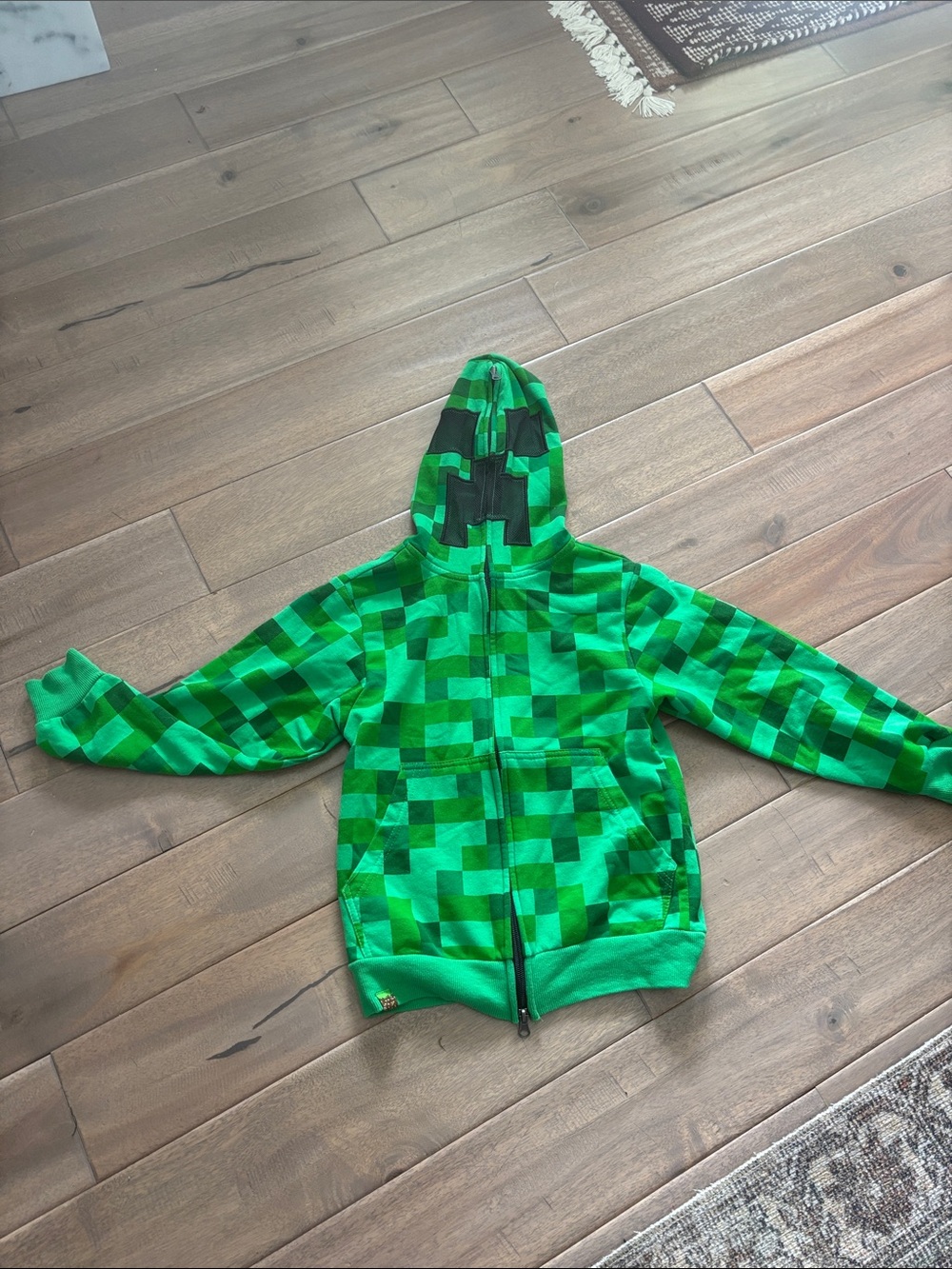 Green Pixel-Minecraft Print Kids zip up: Hoodie Jacket